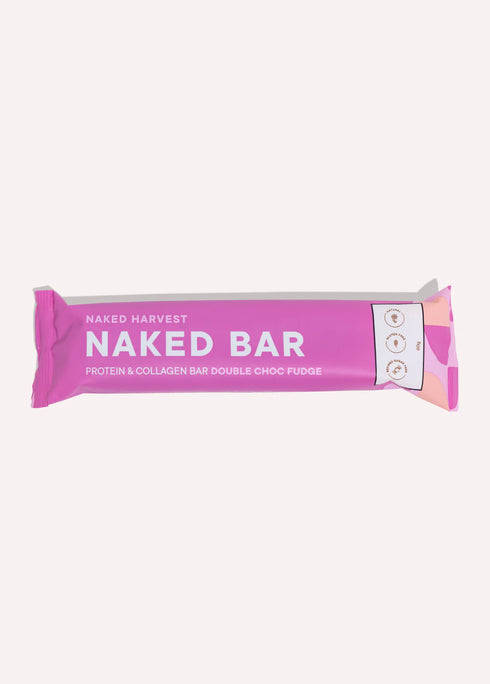 Naked Bar Protein & Collagen Double Chocolate Fudge Bar 60g-Nu Harvest-Matakana Pharmacy